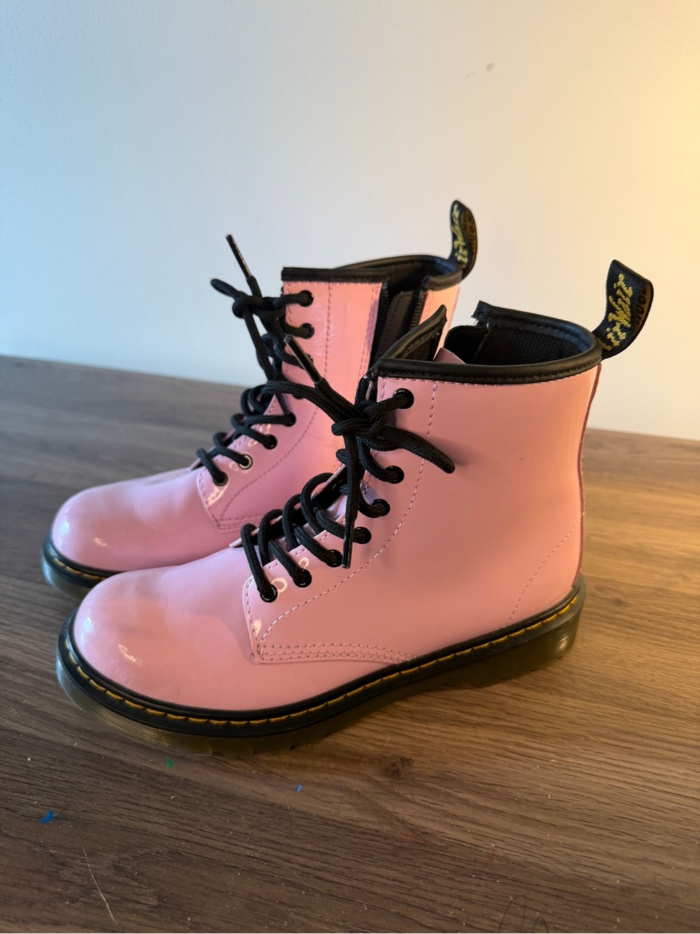 Dr. Martens Pink Patent Combat Boots Size US 5
